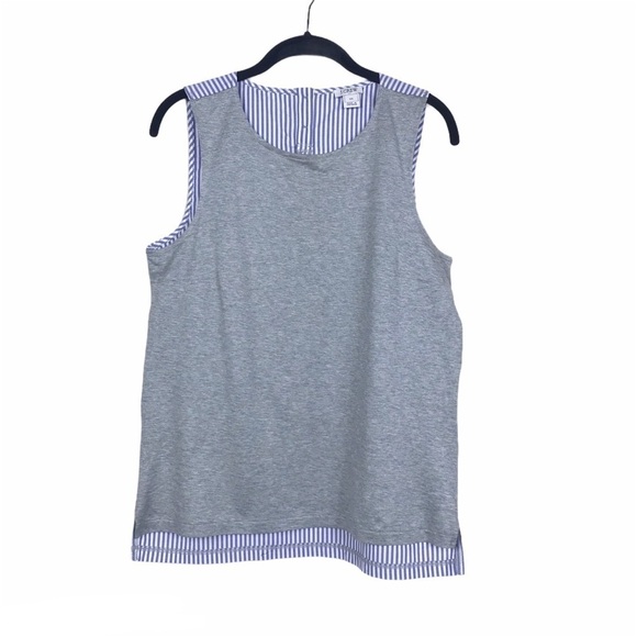 J.Crew Gray Blue Striped Sleeveless Contrast Top - Picture 2 of 7